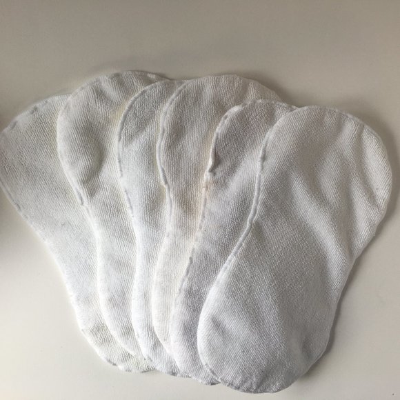 Lot of 6 White Terry Cloth Diaper Inserts Washable Reusable 11 1/2" Terrycloth - Picture 2 of 8